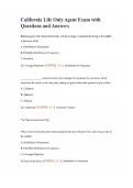 California Life Only Agent Exam with Questions and Answers