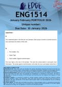 Well-structured ENG1514 January&sol;February Supplementary Portfolio &lpar;ANSWERS&rpar; 2026 - DUE 30 January 2026 
