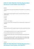 NURS ATI TEAS PRACTICE TEST Reading Questions  and Answers Latest Update 2026 Rated A&plus;