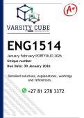 ENG1514 January&sol;February Supplementary Portfolio &lpar;DETAILED ANSWERS&rpar; 2026 - DISTINCTION GUARANTEED 