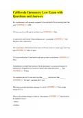 California Optometry Law Exam with Questions and Answers