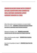 OWNER BUILDER EXAM WITH CORRECT ACTUAL QUESTIONS AND CORRECTLY WELL DEFINED ANSWERS LATEST ALREADY GRADED A&plus; 2026