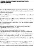 VIRGINIA CONTRACTOR'S EXAM 2025&sol;2026 WITH 100&percnt; CORRECT ANSWERS