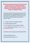 MEDCA PHLEBOTOMY BOARD CERTIFICATION EXAM  NEWEST 2026 ACTUAL VERIFIED EXAM WITH  COMPLETE QUESTIONS AND CORRECT DETAILED  ANSWERS &lpar;100&percnt; VERIFIED ANSWERS&rpar; &vert;ALREADY  GRADED A&plus;&vert; &vert;&vert;NEWEST EXAM&excl;&excl;&vert;&vert;