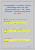 Connecticut Boating Laws and Safety Guidelines  for Recreational Vessels Newest Exam  Preparation Newest 2026-2027 With Complete  Questions And Correct Detailed Answers&vert; Brand  New Version 