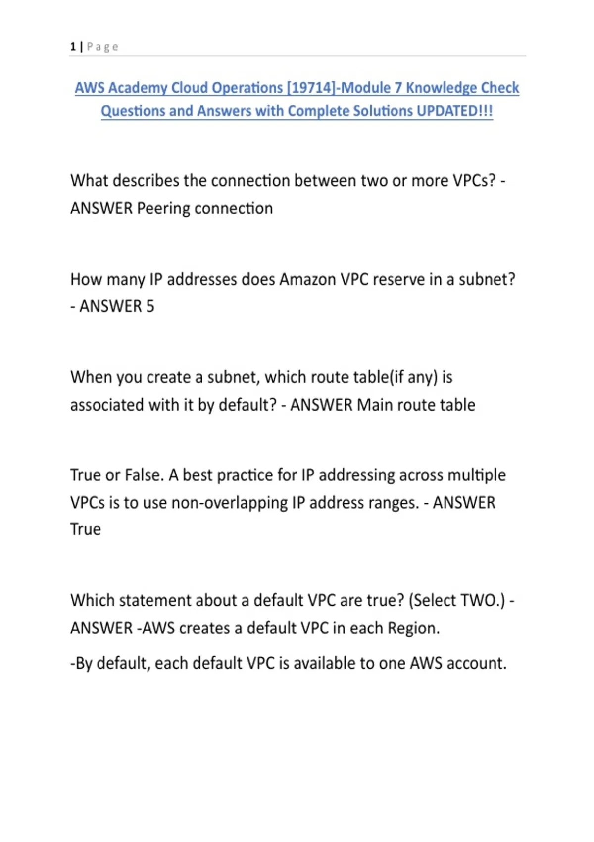 1c5 Operations Module AWS Academy Cloud Operations -19714--Module 7 Knowledge Check Questions ...