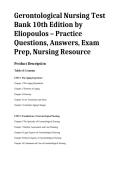 Gerontological Nursing Test Bank 10th Edition by Eliopoulos &ndash; Practice Questions&comma; Answers&comma; Exam Prep&comma; Nursing Resource