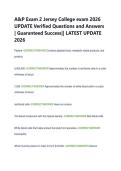 A&P Exam 2 Jersey College exam 2026  UPDATE Verified Questions and Answers  &vert; Guaranteed Success&vert;&vert; LATEST UPDATE  2026 