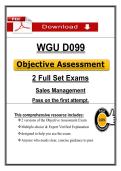 WGU D099 Sales Management OA Study Guide &lpar;2026&sol;2027&rpar; &vert; Exam Review & Prep