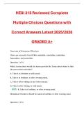 HESI Pharm 315 Complete Multiple Choices Questions with Correct Answers Latest 2025&sol;2026 GRADED A&plus;