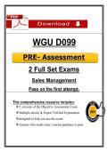 WGU D099 Sales Management Pre-Assessment Study Guide &lpar;2026&sol;2027&rpar; &vert; Practice Exam Prep