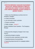 CERTIFIED EMERGENCY MANAGER EXAM NEWEST  2026 ACTUAL VERIFIED EXAM WITH COMPLETE  QUESTIONS AND CORRECT DETAILED ANSWERS  &lpar;100&percnt; VERIFIED ANSWERS&rpar; &vert;ALREADY GRADED A&plus;&vert;  &vert;&vert;NEWEST EXAM&excl;&excl;&excl;&vert;&vert; 