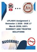 LPL4804 Assignment 1 Semester 1 2026 - DUE 17 March 2026&semi; 100&percnt; CORRECT AND TRUSTED SOLUTIONS