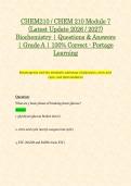 CHEM210 &sol; CHEM 210 Module 7 &lpar;Latest Update 2026 &sol; 2027&rpar; Biochemistry &vert; Questions & Answers &vert; Grade A &vert; 100&percnt; Correct - Portage Learning