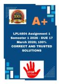 LPL4804 Assignment 1 Semester 1 2026 - DUE 17 March 2026&semi; 100&percnt; CORRECT AND TRUSTED SOLUTIONS