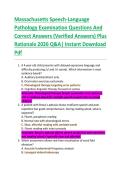 Massachusetts Speech-Language  Pathology Examination Questions And  Correct Answers &lpar;Verified Answers&rpar; Plus  Rationale 2026 Q&A&vert; Instant Download  Pdf 