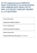 UCVTS Admission Exam COMPLETE  MOST TESTED REAL EXAM QUESTIONS  AND VERIFIED SOLUTIONS &vert; GET IT  100&percnt; ACCURATE&excl;&excl; ALREADY GRADED  A&plus; &vert; GUARANTEED