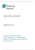Edexcel 2025 Biology 9BN0&sol;01 Paper 1 &vert; Official Mark Scheme &lpar;MS&rpar; with Verified Answers