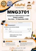 MNG3701 Assignment 2 &lpar;COMPLETE ANSWERS&rpar; Semester 2 2026 - DUE 19 September  2026