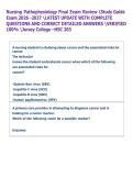 Nursing Pathophysiology Final Exam Review Study Guide  Exam 2026 -2027 LATEST UPDATE WITH COMPLETE  QUESTIONS AND CORRECT DETAILED ANSWERS VERIFIED  100&percnt; Jersey College &ndash;HSC 203 