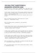 150 NHA TEST QUESTIONS & ANSWERS UPDATED 2026