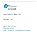 Edexcel A Level Chinese Paper 1 &lpar;9CN0&sol;01&rpar; 2025 &ndash; Examiner Mark Scheme &lpar;June Exam&rpar;