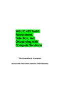 WGU D 433 Task1 Recruitment&comma; Selection&comma; and Onboarding with Complete Solutions  2026