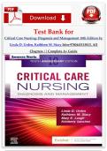 Test Bank for Critical Care Nursing&colon; Diagnosis and Management 10th Edition b Linda D&period; Urden&comma; Kathleen M&period; Stacy Isbn-9780443115813&comma; AII Chapters &vert;&vert; Complete A&plus; Guide 