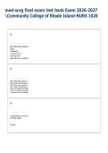 med-surg final exam test bank Exam 2026-2027  Community College of Rhode Island-NURS 1020