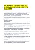 PATHO EXAM 2 DAVIS ADVANTAGE QUESTIONS & VERIFIED COMPLETE SOLUTIONS