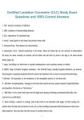 Certified Lactation Counselor &lpar;CLC&rpar; Study Exam &ndash; 2026&sol;2027 &vert; Exam Questions with 100&percnt; Correct Answers
