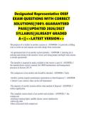 Designated Representative OSSF EXAM QUESTIONS WITH CORRECT SOLUTIONS&vert;&vert;100&percnt; GUARANTEED PASS&vert;&vert;UPDATED 2026&sol;2027 SYLLABUS&vert;&vert;ALREADY GRADED A&plus;&vert;&vert;<<LATEST VERSION>>