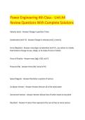 Power Engineering 4th Class - Unit A4  Review Questions With Complete Solutions 