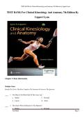 Test Bank For Clinical Kinesiology and Anatomy 7th Edition By Lynn Lippert&vert; 9781719644525&vert; All Chapters 1-21&vert; LATEST &vert;2026