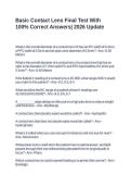 Basic Contact Lens Final Test With 100&percnt; Correct Answers&vert; 2026 Update