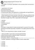 Michigan Builder General Contractor Test Questions With Correct Answers 2026