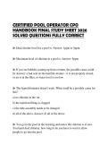 CERTIFIED POOL OPERATOR CPO HANDBOOK FINAL STUDY SHEET 2026 SOLVED QUESTIONS FULLY CORRECT