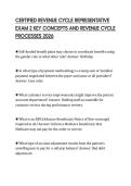 CERTIFIED REVENUE CYCLE REPRESENTATIVE EXAM 2 KEY CONCEPTS AND REVENUE CYCLE PROCESSES 2026