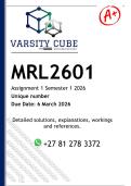 MRL2601 Assignment 1 &lpar;DETAILED ANSWERS&rpar; Semester 1 2026 - DISTINCTION GUARANTEED 