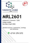 MRL2601 Assignment 2 &lpar;DETAILED ANSWERS&rpar; Semester 1 2026 - DISTINCTION GUARANTEED