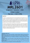 MRL2601 Assignment 1 &lpar;ANSWERS&rpar; Semester 1 2026 - DISTINCTION GUARANTEED