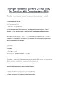 Michigan Residential Builder's License Study Set Questions With Correct Answers 2026