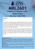 MRL2601 Assignment 2 &lpar;ANSWERS&rpar; Semester 1 2026 - DISTINCTION GUARANTEED