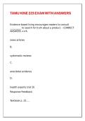 TAMU KINE 223 EXAM WITH ANSWERS