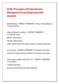 D196- Principles of Financial and Managerial Accounting exam with answers