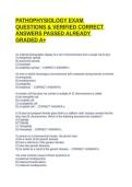 PATHOPHYSIOLOGY EXAM QUESTIONS & VERIFIED CORRECT ANSWERS PASSED ALREADY GRADED A&plus;