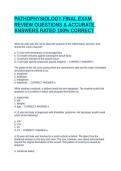 PATHOPHYSIOLOGY FINAL EXAM REVIEW QUESTIONS & ACCURATE ANSWERS RATED 100&percnt; CORRECT