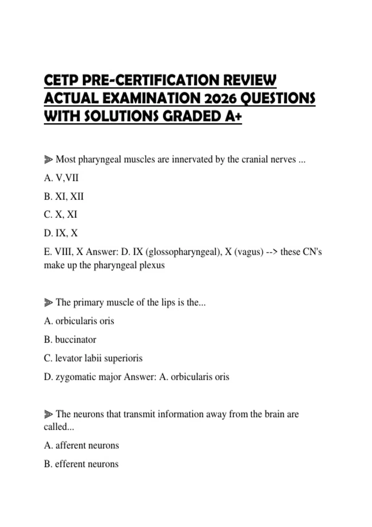 CETP PRE-CERTIFICATION REVIEW ACTUAL EXAMINATION 2026 QUESTIONS WITH ...