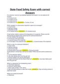 State Food Safety Exam with correct Answers