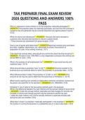 TAX PREPARER FINAL EXAM REVIEW 2026 QUESTIONS AND ANSWERS 